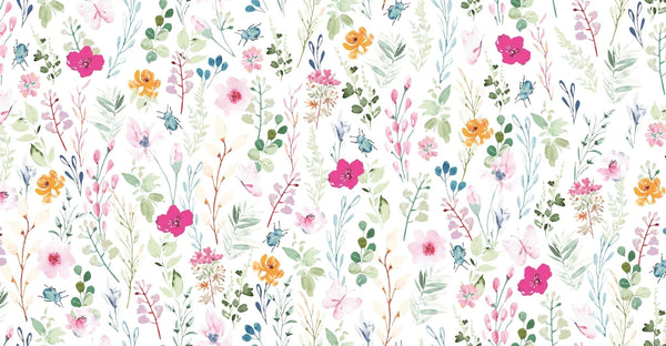 Watercolor Floral Wallpaper, Seamless Pattern Mural, Oversized Custom Size Wall Art, Non - Woven, Non - Adhesive, Modern Wall Paper, Removable - Adawall Wallpaper - Registered Trade Accounts Only, Wallpaper Wholesale Account - W77853 - Adawall Wholesale - Wallpaper Wholesaler