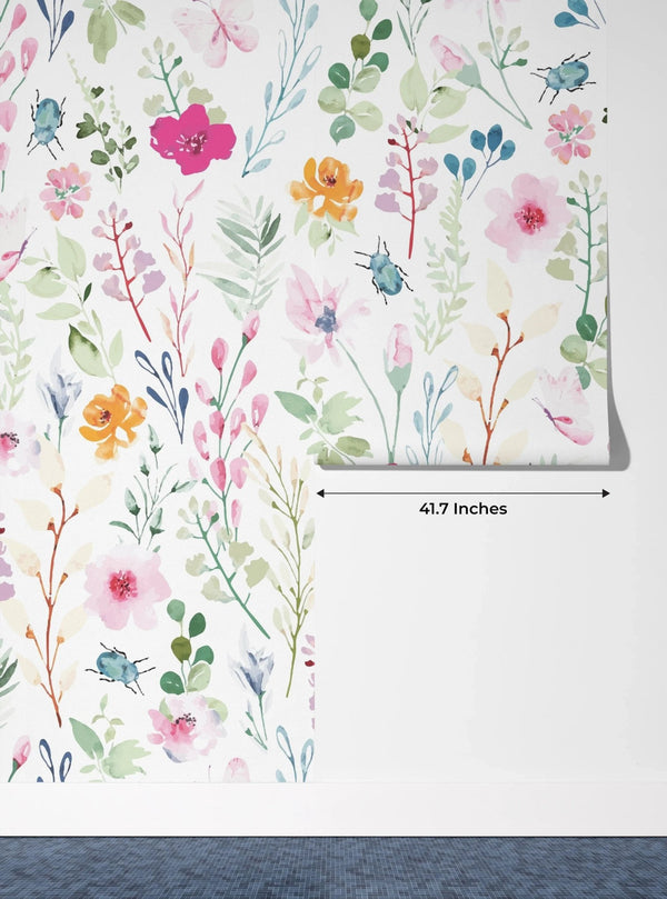 Watercolor Floral Wallpaper, Seamless Pattern Mural, Oversized Custom Size Wall Art, Non - Woven, Non - Adhesive, Modern Wall Paper, Removable - Adawall Wallpaper - Registered Trade Accounts Only, Wallpaper Wholesale Account - W77853 - Adawall Wholesale - Wallpaper Wholesaler