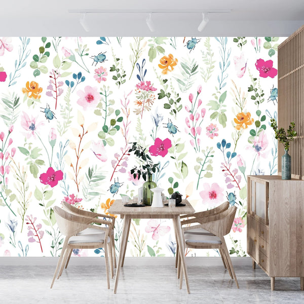 Watercolor Floral Wallpaper, Seamless Pattern Mural, Oversized Custom Size Wall Art, Non - Woven, Non - Adhesive, Modern Wall Paper, Removable - Adawall Wallpaper - Registered Trade Accounts Only, Wallpaper Wholesale Account - W77853 - Adawall Wholesale - Wallpaper Wholesaler