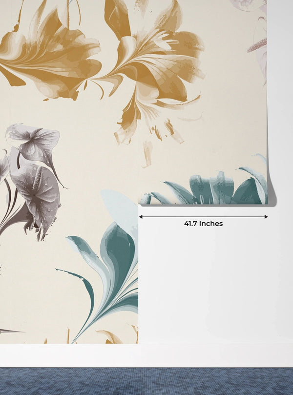 Watercolor Flower and Leaf Wallpaper, Seamless Pattern Mural, Oversized Custom Size Wall Art, Non - Woven, Non - Adhesive, Modern Wall Paper, Removable - Adawall Wallpaper - Registered Trade Accounts Only, Wallpaper Wholesale Account - W77883 - Adawall Wholesale - Wallpaper Wholesaler