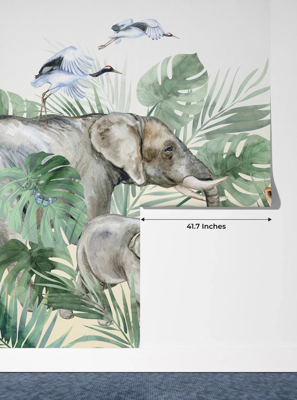 Watercolor Safari Wallpaper, Animals Mural, Oversized Custom Size Wall Art, Non - Woven, Non - Adhesive, Modern Wall Paper, Removable - Adawall Wallpaper - Registered Trade Accounts Only, Wallpaper Wholesale Account - W78091 - Adawall Wholesale - Wallpaper Wholesaler