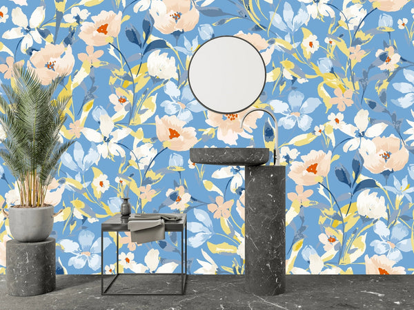 Watercolor Wildflowers Wallpaper, Seamless Pattern Mural, Oversized Custom Size Wall Art, Non - Woven, Non - Adhesive, Modern Wall Paper, Removable - Adawall Wallpaper - Registered Trade Accounts Only, Wallpaper Wholesale Account - W78012 - Adawall Wholesale - Wallpaper Wholesaler