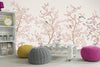 White Chinoiserie Floral Wall Mural, Birds Tree Flowers Wallpaper, Custom Size Wall Covering, Non - Woven, Non - Adhesive, Removable, Washable - Adawall Wallpaper - Registered Trade Accounts Only, Wallpaper Wholesale Account - FJ304-1 - Adawall Wholesale - Wallpaper Wholesaler