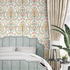 White Elegant Damask 3D Embossed Wallpaper, Vibrant Colors Textured Luxury Wallpaper - Walloro High End Wallcoverings & More