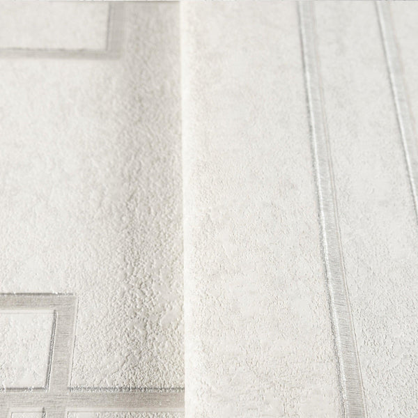 White Modern Lines Geometric Wallpaper, Contemporary 3D Embossed Wallcovering, Abstract Bold - Walloro High End Wallcoverings & More
