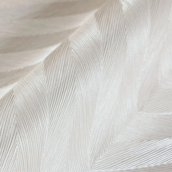 White Shiny Chevron Wallpaper, Deep Embossed Luxury Shimmering Geometric Pattern Wall Paper, Large Non-Pasted 114 sq ft Roll - Walloro High End Wallcoverings & More