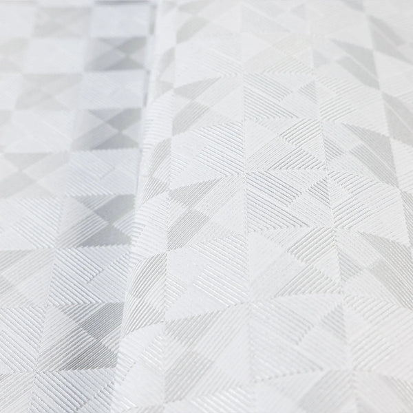 White Solid Color Square Pattern Geometric Wallpaper, 3D Embossed Glossy Sleek Checkered Wall Paper - Walloro High End Wallcoverings & More