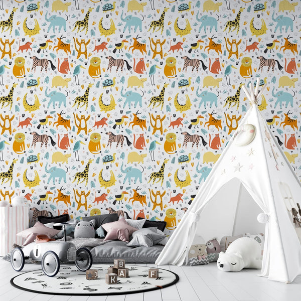 Wild African Animals Wallpaper, Seamless Pattern Mural, Oversized Custom Size Wall Art, Non - Woven, Non - Adhesive, Modern Wall Paper, Removable - Adawall Wallpaper - Registered Trade Accounts Only, Wallpaper Wholesale Account - W77540 - Adawall Wholesale - Wallpaper Wholesaler