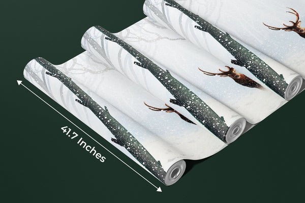 Winter Forest Wallpaper, Deer Mural, Oversized Custom Size Wall Art, Non - Woven, Non - Adhesive, Modern Wall Paper, Removable - Adawall Wallpaper - Registered Trade Accounts Only, Wallpaper Wholesale Account - W78162 - Adawall Wholesale - Wallpaper Wholesaler