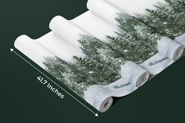 Winter Snowy Forest Wallpaper, Watercolor Mural, Oversized Custom Size Wall Art, Non - Woven, Non - Adhesive, Modern Wall Paper, Removable - Adawall Wallpaper - Registered Trade Accounts Only, Wallpaper Wholesale Account - W77825 - Adawall Wholesale - Wallpaper Wholesaler
