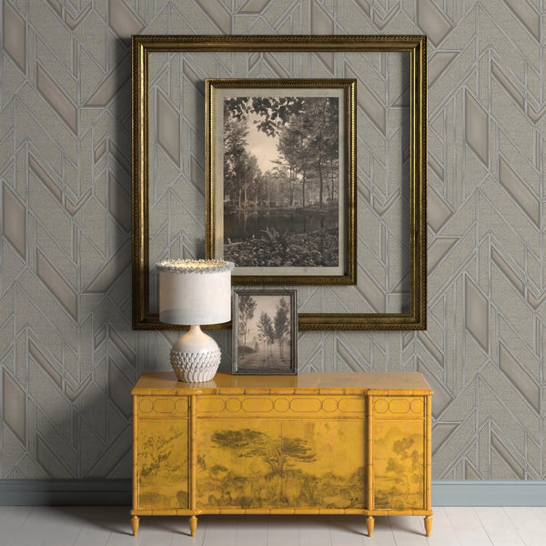 Textured Taupe Geometric Wallpaper, Natural Wallpaper, Modern & Minimalist Wall Covering,Modern Look Neutral Colors Glittering Wallcovering