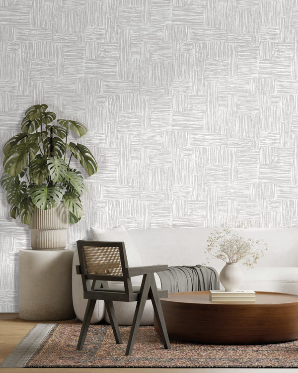 Light Gray Muse Brush Stroke Textured Wallpaper, Modern Minimalist Wall Covering, Neutral Shimmer Wall Decor