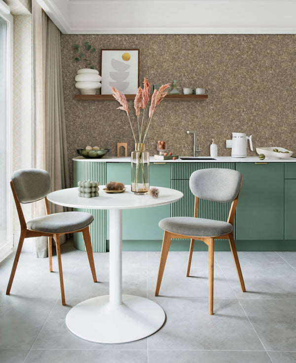 Brown Muse Plaster Texture Wallpaper, Natural Wallpaper, Modern & Minimalist Wall Covering, Modern Look Neutral Colors Glittering Wallcovering
