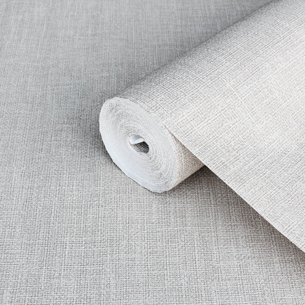 Light Gray Muse Linen Texture Wallpaper, Natural Wallpaper, Modern & Minimalist Wall Covering, Modern Look Neutral Colors Glittering Wallcovering