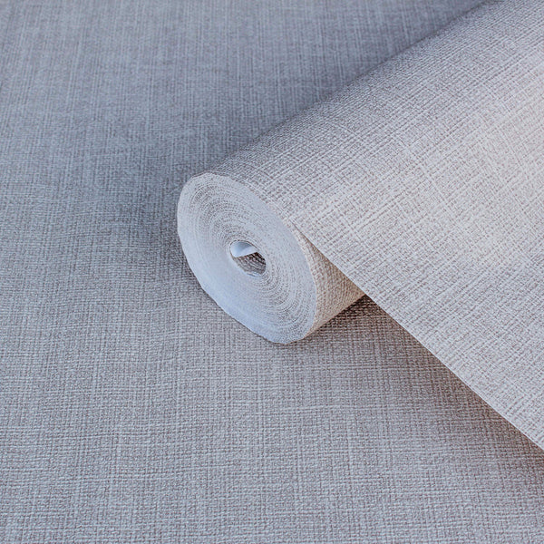 Gray Muse Linen Texture Wallpaper, Natural Wallpaper, Modern & Minimalist Wall Covering, Modern Look Neutral Colors Glittering Wallcovering
