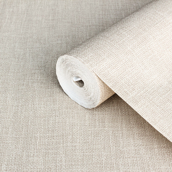 Light Cream Muse Linen Texture Wallpaper, Natural Wallpaper, Modern & Minimalist Wall Covering, Modern Look Neutral Colors Glittering Wallcovering