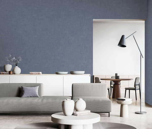 Blue Muse Linen Texture Wallpaper, Natural Wallpaper, Modern & Minimalist Wall Covering, Modern Look Neutral Colors Glittering Wallcovering