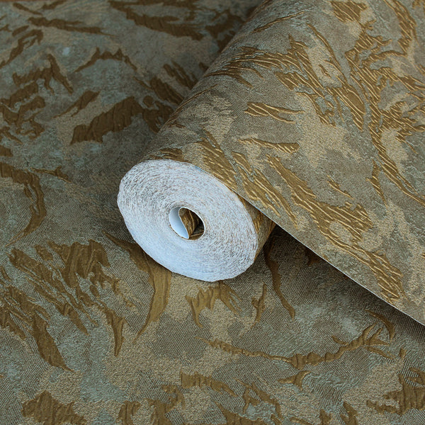 Green-Gold Muse Venetian Plaster Wallpaper, Natural Wallpaper, Modern & Minimalist Wall Covering, Modern Look Neutral Colors Glittering Wallcovering