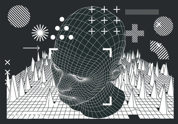 3D Human Head Wallpaper, Retro Futuristic Mural, Oversized Custom Size Wall Art, Non-Woven, Non-Adhesive, Modern Wall Paper, Removable