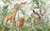 Safari Wildlife Wallpaper, Tropical Animals Mural, Oversized Custom Size Wall Art, Non-Woven, Non-Adhesive, Modern Wall Paper, Removable