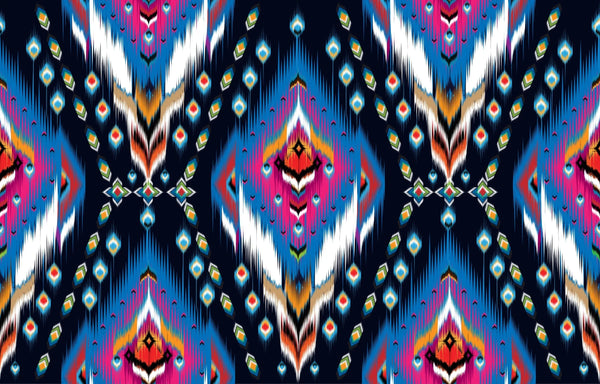 Ikat Ethnic Wallpaper, Abstract Tribal Mural, Oversized Custom Size Wall Art, Non-Woven, Non-Adhesive, Modern Wall Paper, Removable