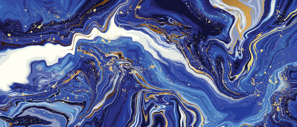 Blue Marble Wallpaper, Gold Abstract Mural, Oversized Custom Size Wall Art, Non-Woven, Non-Adhesive, Modern Wall Paper, Removable