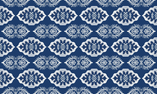 Floral Ikat Wallpaper, Seamless Pattern Mural, Oversized Custom Size Wall Art, Non-Woven, Non-Adhesive, Modern Wall Paper, Removable