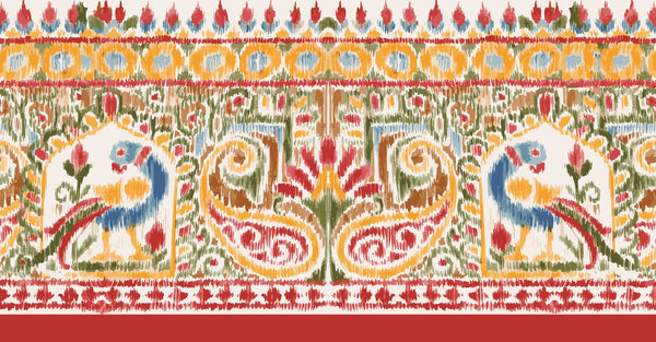 Traditional Ikat Wallpaper, Seamless Pattern Mural, Oversized Custom Size Wall Art, Non-Woven, Non-Adhesive, Modern Wall Paper, Removable