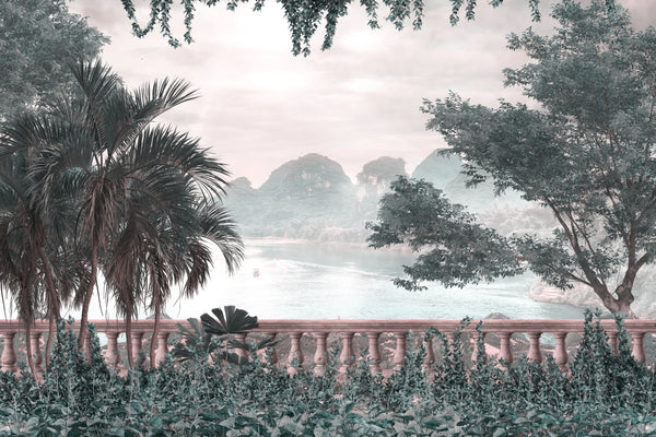 Oil Painting Wallpaper, Tropical Leaves, Trees Mural, Oversized Custom Size Wall Art, Non-Woven, Non-Adhesive, Modern Wall Paper, Removable