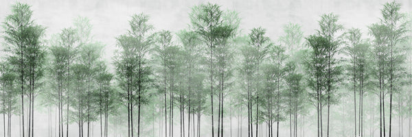 Trees Wallpaper, Foggy Forest Mural, Oversized Custom Size Wall Art, Non-Woven, Non-Adhesive, Modern Wall Paper, Removable