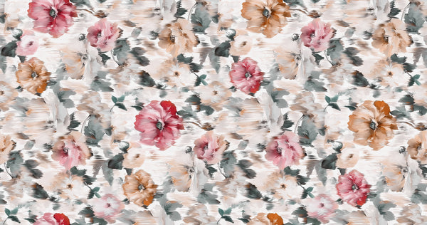 Elegant Beatiful Floral Wallpaper, Seamless Pattern Mural, Oversized Custom Size Wall Art, Non-Woven, Non-Adhesive, Modern Wall Paper, Removable