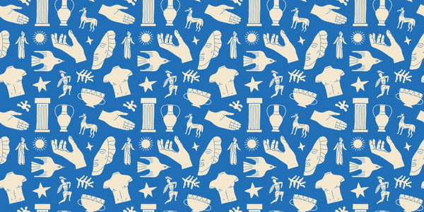 Ancient Greek Statues Wallpaper, Seamless Pattern Mural, Oversized Custom Size Wall Art, Non-Woven, Non-Adhesive, Modern Wall Paper, Removable