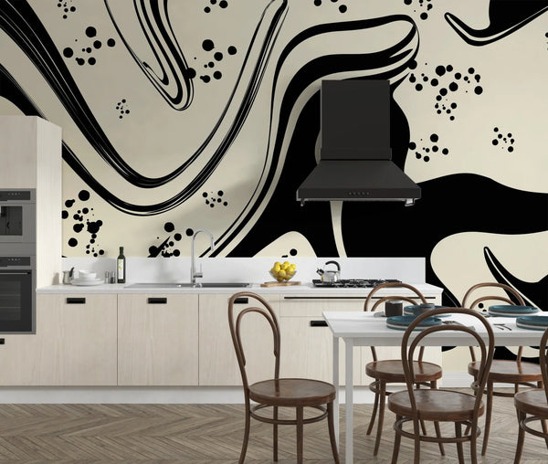 Abstract Black - White Wallpaper, Seamless Pattern Mural, Oversized Custom Size Wall Art, Non - Woven, Non - Adhesive, Modern Wall Paper, Removable - Adawall Wallpaper - Registered Trade Accounts Only, Wallpaper Wholesale Account - W77724 - Adawall Wholesale - Wallpaper Wholesaler