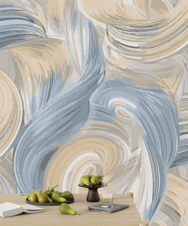 Abstract Blue and Beige Wallpaper, Seamless Pattern Mural, Oversized Custom Size Wall Art, Non - Woven, Non - Adhesive, Modern Wall Paper, Removable - Adawall Wallpaper - Registered Trade Accounts Only, Wallpaper Wholesale Account - W77962 - Adawall Wholesale - Wallpaper Wholesaler