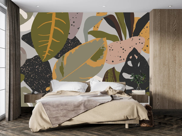 Abstract Botanical Wallpaper, Seamless Pattern Mural, Oversized Custom Size Wall Art, Non - Woven, Non - Adhesive, Modern Wall Paper, Removable - Adawall Wallpaper - Registered Trade Accounts Only, Wallpaper Wholesale Account - W77728 - Adawall Wholesale - Wallpaper Wholesaler