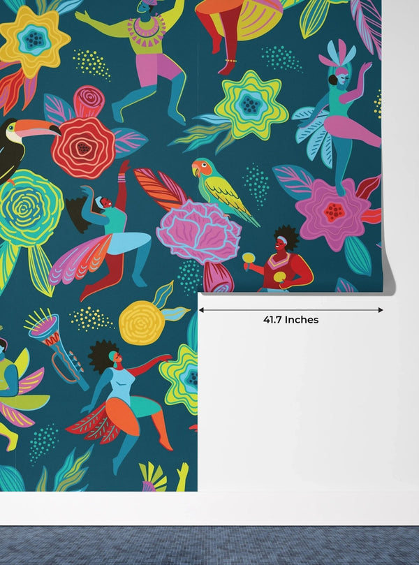 Abstract Colorful People Wallpaper, Seamless Pattern Mural, Oversized Custom Size Wall Art, Non - Woven, Non - Adhesive, Modern Wall Paper, Removable - Adawall Wallpaper - Registered Trade Accounts Only, Wallpaper Wholesale Account - W78023 - Adawall Wholesale - Wallpaper Wholesaler