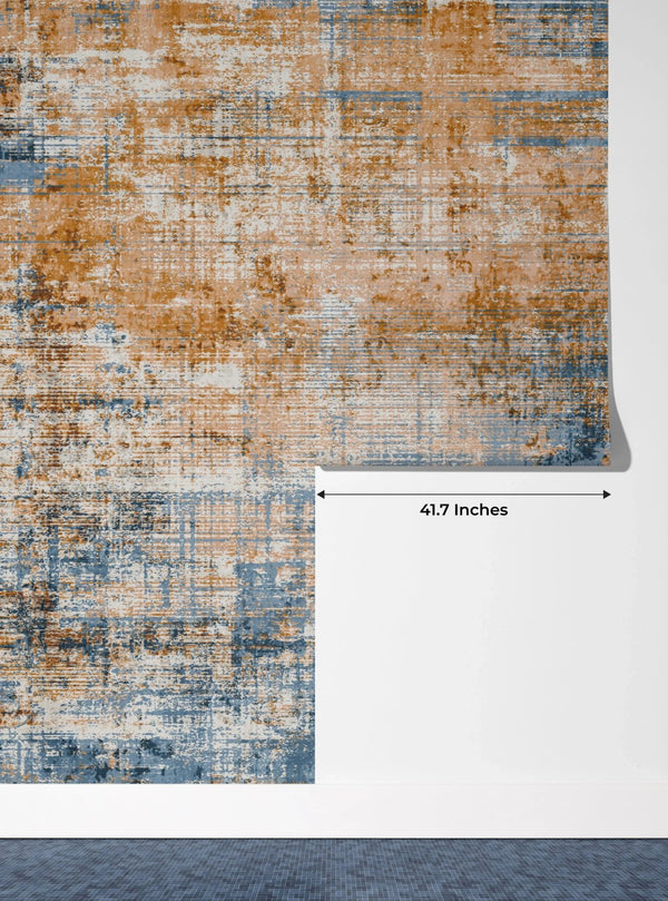 Abstract Retro Wallpaper, Blue and Orange Mural, Oversized Custom Size Wall Art, Non - Woven, Non - Adhesive, Modern Wall Paper, Removable - Adawall Wallpaper - Registered Trade Accounts Only, Wallpaper Wholesale Account - W78219 - Adawall Wholesale - Wallpaper Wholesaler