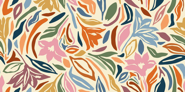 Abstract Shapes and Flowers Wallpaper, Colorful Mural, Oversized Custom Size Wall Art, Non - Woven, Non - Adhesive, Modern Wall Paper, Removable - Adawall Wallpaper - Registered Trade Accounts Only, Wallpaper Wholesale Account - W77555 - Adawall Wholesale - Wallpaper Wholesaler