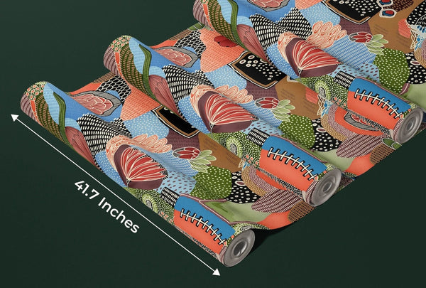 Abstract Shapes and Flowers Wallpaper, Seamless Pattern Mural, Oversized Custom Size Wall Art, Non - Woven, Non - Adhesive, Modern Wall Paper, Removable - Adawall Wallpaper - Registered Trade Accounts Only, Wallpaper Wholesale Account - W77579 - Adawall Wholesale - Wallpaper Wholesaler