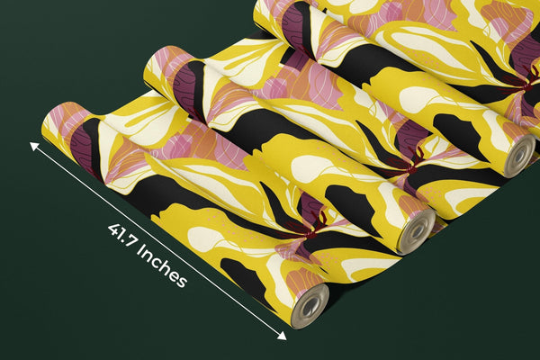 Abstract Yellow Flowers Wallpaper, Seamless Pattern Mural, Oversized Custom Size Wall Art, Non - Woven, Non - Adhesive, Modern Wall Paper, Removable - Adawall Wallpaper - Registered Trade Accounts Only, Wallpaper Wholesale Account - W77736 - Adawall Wholesale - Wallpaper Wholesaler