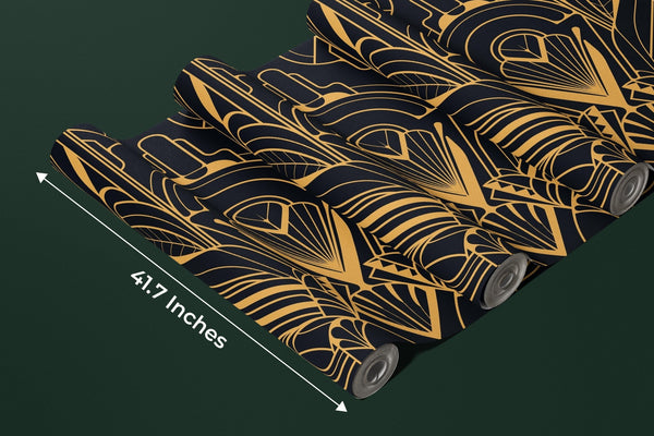 Art Deco Wallpaper, Geometric Gold Mural, Oversized Custom Size Wall Art, Non - Woven, Non - Adhesive, Modern Wall Paper, Removable - Adawall Wallpaper - Registered Trade Accounts Only, Wallpaper Wholesale Account - W77848 - Adawall Wholesale - Wallpaper Wholesaler