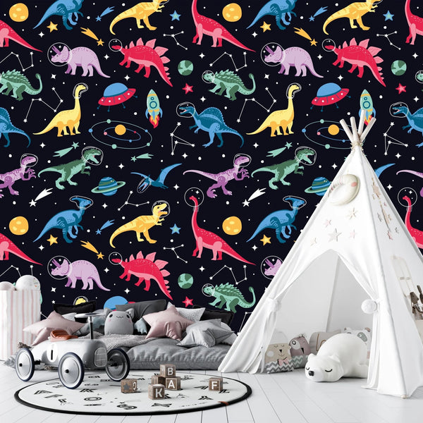 Astronaut Dinosaurs Wallpaper, Cute Space Seamless Pattern Mural, Oversized Custom Size Wall Art, Non - Woven, Non - Adhesive, Modern Wall Paper, Removable - Adawall Wallpaper - Registered Trade Accounts Only, Wallpaper Wholesale Account - W77553 - Adawall Wholesale - Wallpaper Wholesaler