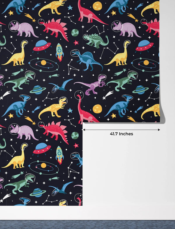 Astronaut Dinosaurs Wallpaper, Cute Space Seamless Pattern Mural, Oversized Custom Size Wall Art, Non - Woven, Non - Adhesive, Modern Wall Paper, Removable - Adawall Wallpaper - Registered Trade Accounts Only, Wallpaper Wholesale Account - W77553 - Adawall Wholesale - Wallpaper Wholesaler