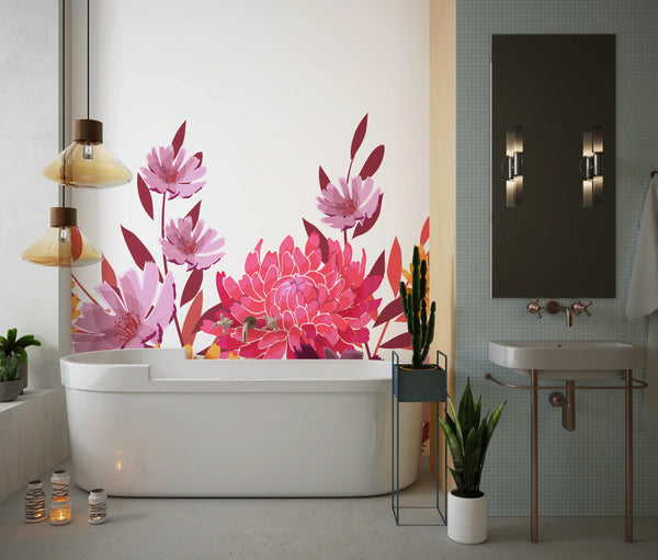 Art Floral Wallpaper, Seamless Pattern Mural, Oversized Custom Size Wall Art, Non-Woven, Non-Adhesive, Modern Wall Paper, Removable