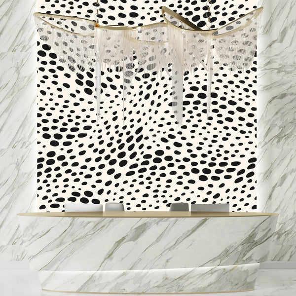 Abstract Dot Waves Wallpaper, Seamless Pattern Mural, Oversized Custom Size Wall Art, Non-Woven, Non-Adhesive, Modern Wall Paper, Removable