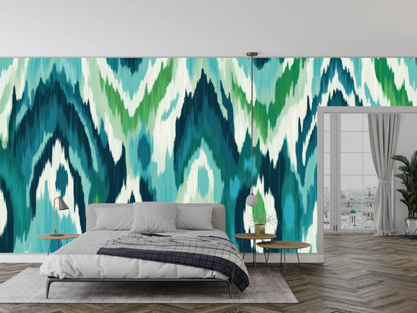 Ikat Ethnic Pastel Tones Wallpaper, Seamless Pattern Mural, Oversized Custom Size Wall Art, Non-Woven, Non-Adhesive, Modern Wall Paper, Removable