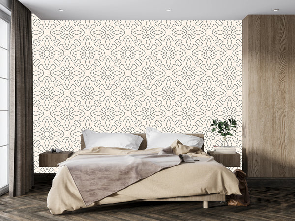 Linear Geometric Wallpaper, Seamless Pattern Mural, Oversized Custom Size Wall Art, Non-Woven, Non-Adhesive, Modern Wall Paper, Removable