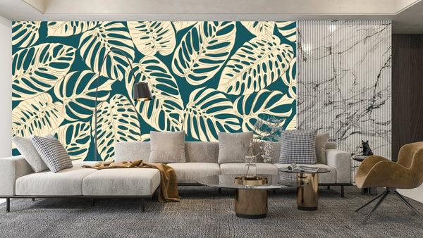 Beige Leaves Wallpaper, Seamless Pattern Mural, Oversized Custom Size Wall Art, Non - Woven, Non - Adhesive, Modern Wall Paper, Removable - Adawall Wallpaper - Registered Trade Accounts Only, Wallpaper Wholesale Account - W77734 - Adawall Wholesale - Wallpaper Wholesaler