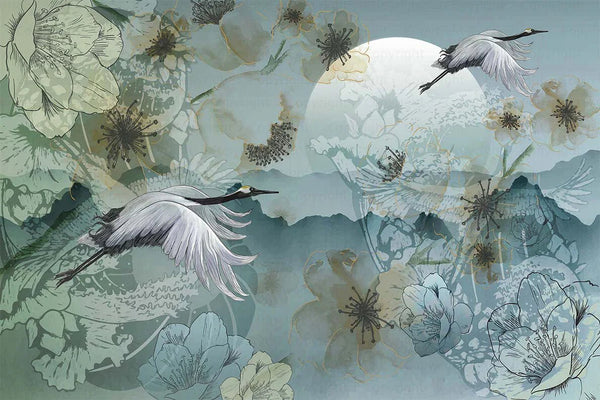 Birds Scene Wallpaper, Botanical Tropical Wallpaper, Nature, Customized Wall Mural, Durable, Non - Woven Wall Paper, Non - Adhesive, Removable - Adawall Wallpaper - Registered Trade Accounts Only, Wallpaper Wholesale Account - A304-1 - Adawall Wholesale - Wallpaper Wholesaler