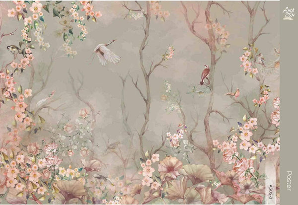Birds Trees Nature Scene Wallpaper, Tropical Botanical Wall Mural, Green Customized Wallpaper, Home Decor, Bedroom, Store, Forest Large Wall Art - Adawall Wallpaper - Registered Trade Accounts Only, Wallpaper Wholesale Account - A305-3 - Adawall Wholesale - Wallpaper Wholesaler
